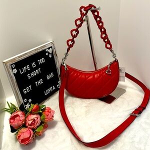 Coach Mira Quilted Pillow Leather Shoulder Bag with Heart Strap